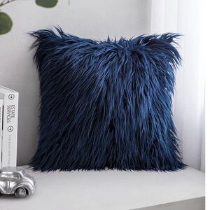 Luxurious Navy Faux Fur Pillow